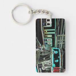CLRV Neon bij stn Rectangle Acryl Sleutelhanger