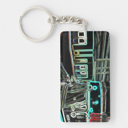 CLRV Neon bij stn Rectangle Acryl Sleutelhanger (Voorkant)