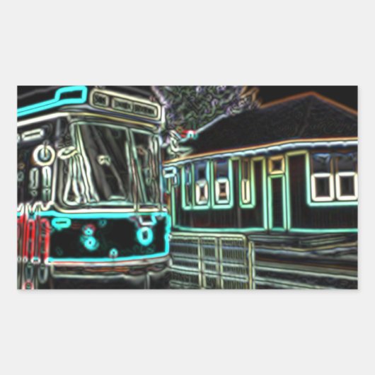 CLRV Neon bij stn Set van 4 Rechthoek Stickers (Voorkant)
