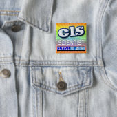 CLS-LOGO - KLINISCHE LABORATORIUMWETENSCHAPPELIJK VIERKANTE BUTTON 5,1 CM (In situ)