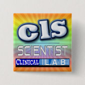 CLS-LOGO - KLINISCHE LABORATORIUMWETENSCHAPPELIJK VIERKANTE BUTTON 5,1 CM (Voorkant)
