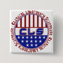 CLS PATRIOT USA FLAG - KLINISCHE LAB WETENSCHAPPEL VIERKANTE BUTTON 5,1 CM