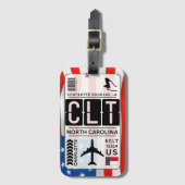 CLT-Bagagelabel van North Carolina Bagagelabel (Voorkant (verticaal))