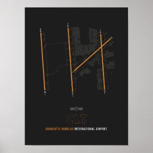 CLT - Charlotte Douglas Airport Diagram Poster