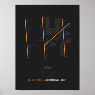 CLT - Charlotte Douglas Airport Diagram Poster