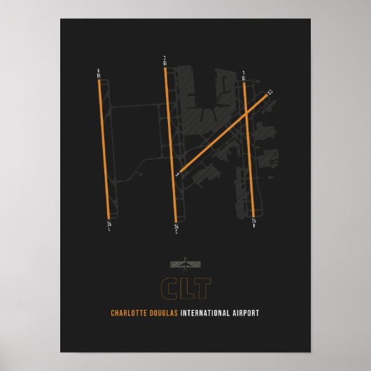 CLT - Charlotte Douglas Airport Diagram Poster (Voorkant)