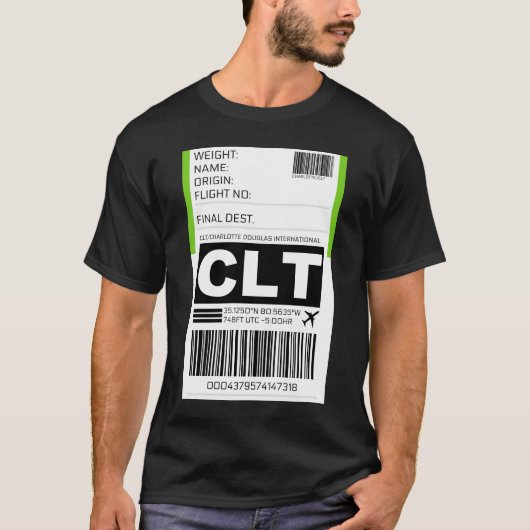 CLT Charlotte Douglas International Airport Luggag T-shirt (Voorkant)