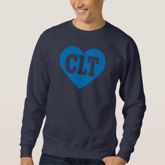 CLT Charlotte NC Heart Design – Bold Blue Varsity Trui (Voorkant)