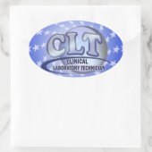 CLT FunBlue LOGO - KLINISCHE LABORATORIUMTECHNICUS Ovale Sticker (Tas)