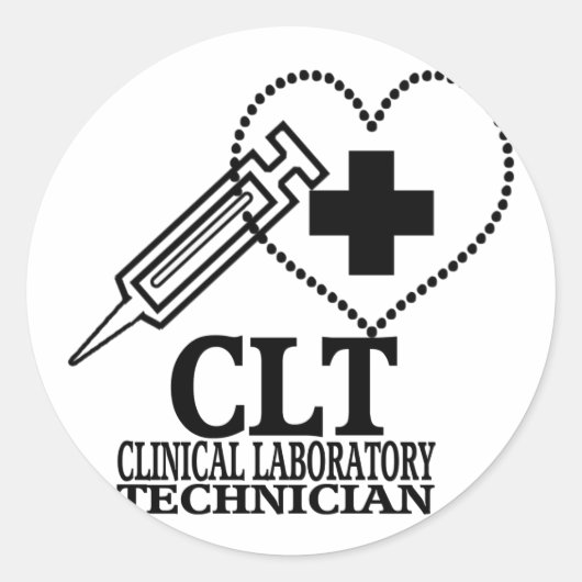 CLT HEART SPUIT KLINISCHE LAB TECH RONDE STICKER (Voorkant)