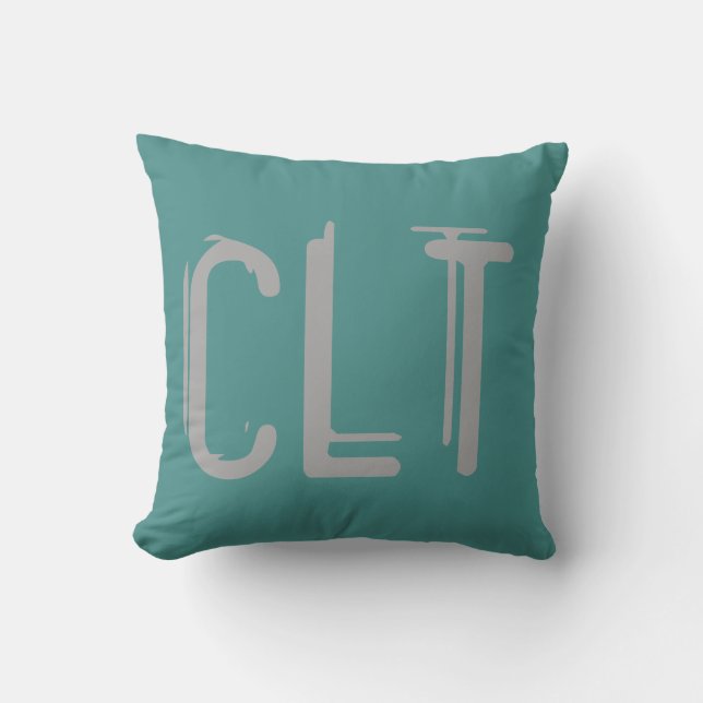 CLT Luchthaven Grunge Typografie Kussen (Voorkant)