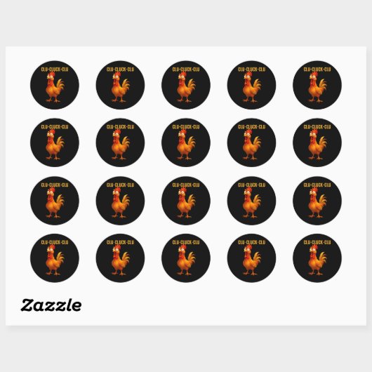 Clu-cluck-clu Funny Rooster Chicken Hilarious Farm Ronde Sticker (Vel)