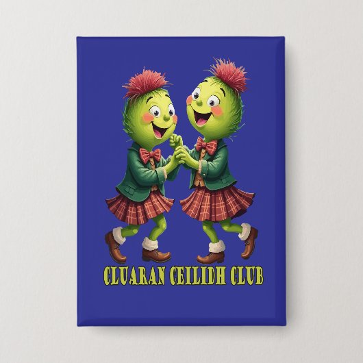 Cluaran Ceilidh Club Schotse Distels Dragend Button (Voorkant)