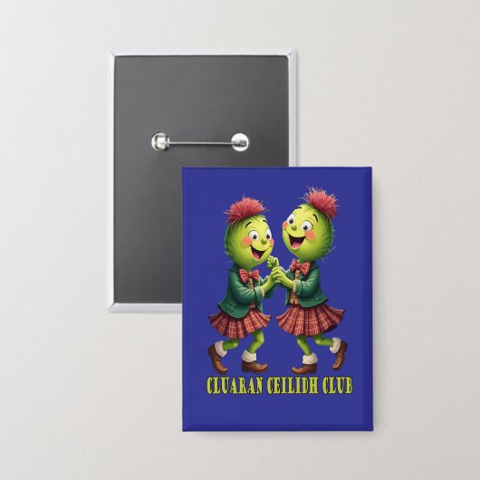 Cluaran Ceilidh Club Scottish Thistles Wearing Button (Voorkant / Achterkant)