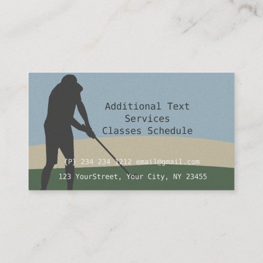 Club-and-Ball Sport Golfer Golf Instructor Visitekaartje (Achterkant)