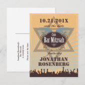 Club Bar Mitswa Bewaar de datum Aankondigingskaart (Voorkant / Achterkant)