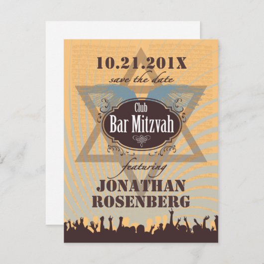 Club Bar Mitswa Bewaar de datum Aankondigingskaart (Voorkant / Achterkant)