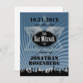 Club Bar Mitswa Navy Blue Bewaar de datum Aankondigingskaart (Voorkant / Achterkant)