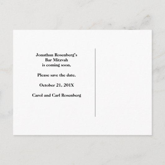 Club Bar Mitswa Navy Blue Bewaar de datum Aankondigingskaart (Achterkant)