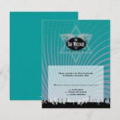 Club Bar Mitzvah Navy Blauwgroen RSVP Reply Kaart (Voorkant / Achterkant)