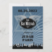 Club Bar Mitzvah Navy Blue Invitation Judah Kaart (Voorkant)