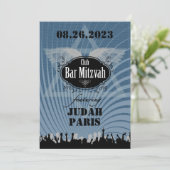 Club Bar Mitzvah Navy Blue Invitation Judah No Par Kaart (Staand voorkant)