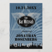 Club Bar Mitzvah Navy Blue Invitation