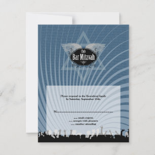 Club Bar Mitzvah Navy Blue RSVP-antwoordkaart RSVP Kaartje