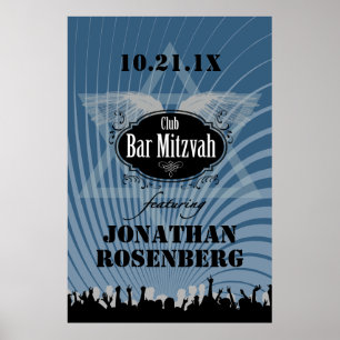 Club Bar Mitzvah Poster in marineblauw