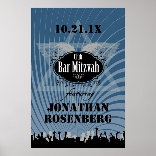 Club Bar Mitzvah Poster in marineblauw (Voorkant)