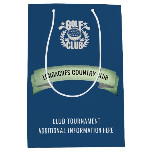 Club / Bedrijfs Golf Toernooi Logo Evenement Favor Medium Cadeauzakje (Voorkant)