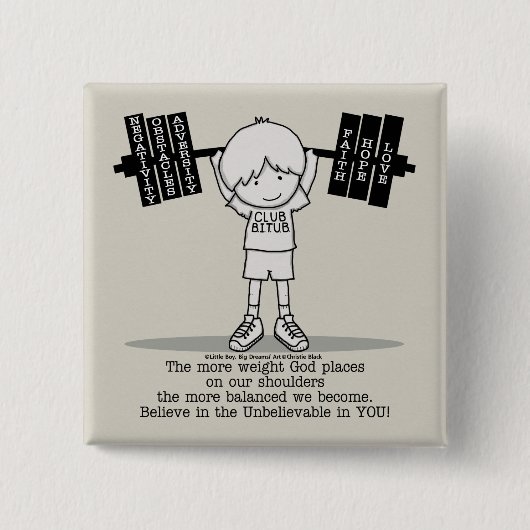 Club BITUB- Meer evenwichtig Vierkante Button 5,1 Cm (Voorkant)