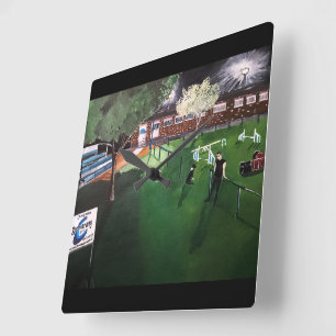 Club Canino Boomerang Schilderij van Alfred Fox Vierkante Klok
