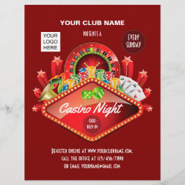 Club Casino Night Party gepersonaliseerde add foto Flyer
