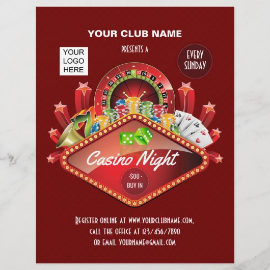 Club Casino Night Party gepersonaliseerde add foto Flyer (Voorkant)