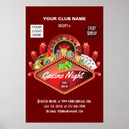 Club Casino Night Party gepersonaliseerde add foto Poster