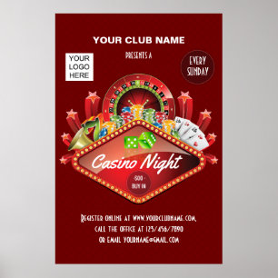 Club Casino Night Party gepersonaliseerde add foto Poster