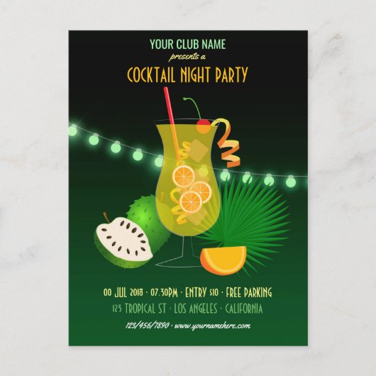 Club/Corporate Cocktail Night Party Invitation Briefkaart (Voorkant)