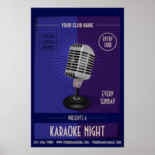 Club/Corporate Karaoke Party voegt logo toe Poster (Voorkant)