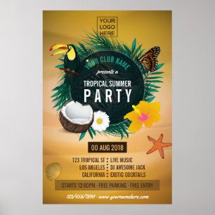 Club/Corporate Tropical Summer Party voegt logo to Poster