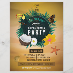 Club/Corporate Tropische Zomer voeg foto en logo t Flyer