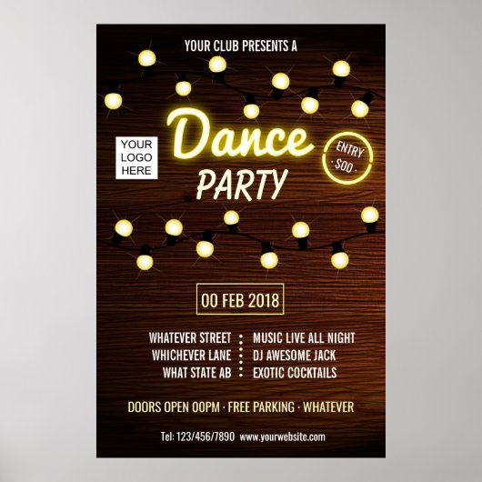 Club Deejay Dance Music Party voegt logo toe Poster (Voorkant)