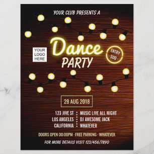 Club DJ-dansmuziekfeest logo en foto toevoegen Flyer