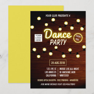 Club DJ-dansmuziekfeest logo-uitnodiging toevoegen Kaart