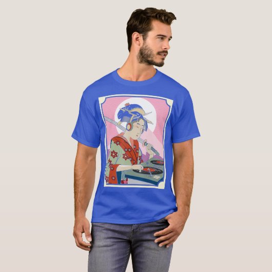 Club DJ Japans Lady Samurai Kimono Warrior T-shirt (Voorkant volledig)