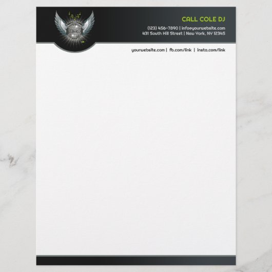 Club DJ Letterhead Gepersonaliseerd Briefhoofd (Voorkant)