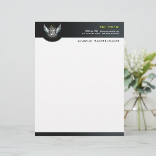 Club DJ Letterhead Gepersonaliseerd Briefhoofd (Staand voorkant)