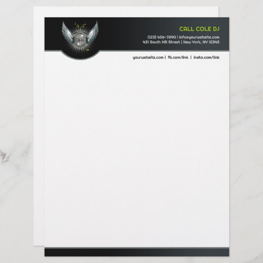 Club DJ Letterhead Gepersonaliseerd Briefhoofd (Voorkant / Achterkant)