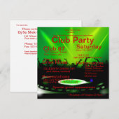 Club DJ Party Invitation Kaart (Voorkant / Achterkant)