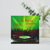 Club DJ Party Invitation Kaart (Staand voorkant)